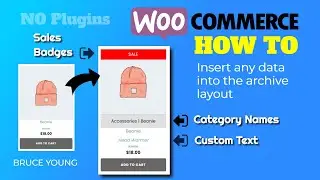 How to insert categories, sale badges or custom text into the WooCommerce archive layout - no plugin