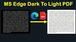 DARK PDF TO LIGHT PDF IN MICROSOFT EDGE PDF READER