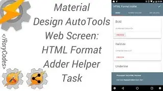 Material Design AutoTools Web Screen: HTML Format Adder Helper Task