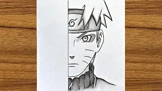 How to draw Naruto Uzumaki half face || Naruto drawing easy || How to draw anime step by step