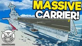 Massive Aircraft Carrier Takes on Tsunami! - Stormworks Gameplay