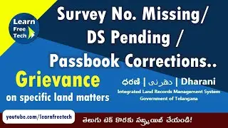 Dharani Grievances on specific land matters | Passbook Corrections | Survey No Missing DS Pending