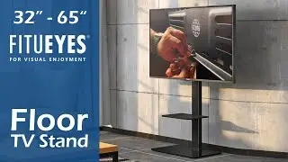 FITUEYES Glass Base Floor TV Stand for 32