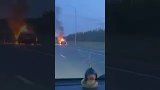 Машина сгорела на трассе Уфа - Оренбург