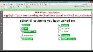 PDF Form Script to Highlight Text corresponding to Check Box based on if Check Box is Checked