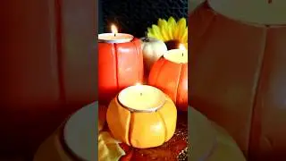 Air Dry Clay Pumpkin Tea Light Candle Holders #shorts #fall #pumpkin #airdryclay