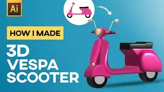 How to Create 3D Vespa Scooter in Adobe Illustrator  |  Learn 3D in Illustrator