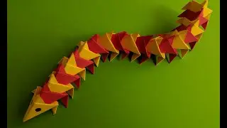 Сороконожка из бумаги. Насекомые оригами. Paper insects millipede. Origami toy