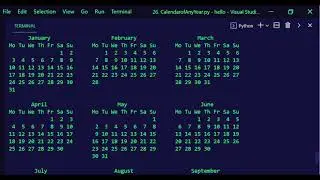 #Shorts Yearly Calendar Shorts using Python | JAcademy
