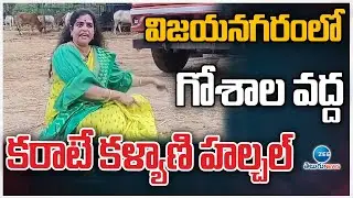 Karate Kalyani Protest on Cow Slaughter | విజయనగరంలోగోశాల వద్ద కరాటే కళ్యాణి హల్చల్ | ZEE News
