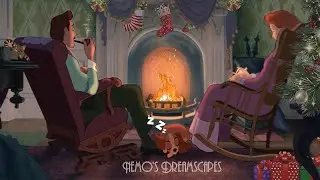 A Vintage Christmas by a cozy fireplace 🎅 Oldies playing in another room 🎄 w/ crackling fire ASMR