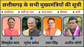 छत्तीसगढ़ के सभी मुख्यमंत्रियों की सूची | List of all Chief Ministers of Chhattisgarh | CG ke CM