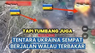 Merinding! Tentara Ukraina Berjalan dengan Tubuh yang Dilalap Api usai Kena Serangan Drone Rusia