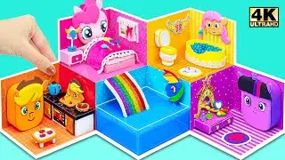 How To Make 5 Color My Little Pony Unicorn Miniature House for Pet ❤️ DIY Miniature Cardboard House