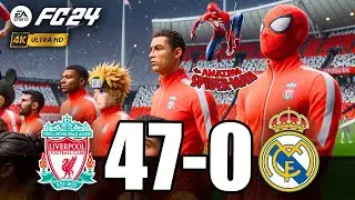 FIFA 24 - RONALDO, MESSI, SPIDER MAN ALL STARS PLAYS TOGETHER | Liverpool 47-0 Real Madrid