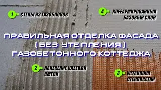 Отделка фасада газобетонного коттеджа без утепления (короед, шуба и другие фактуры)