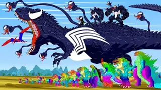 VENOM T-REX VS SPIDER RAINBOW DINOSAURS, GODZILLA MONARCH, Mosasaurus: Jurassic World Brachiosaurus