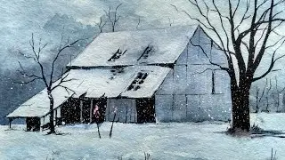 Snowy Winter Landscape with Watercolor Painting Tutorial for Beginners