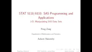 SAS - 2D - Manipulate SAS Data Sets