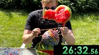 I speedrun exploding a watermelon with rubber bands