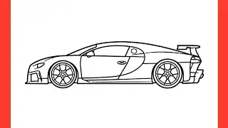 How to draw a BUGATTI CHIRON PUR SPORT step by step / drawing Bugatti Chiron 2020 sports car easy