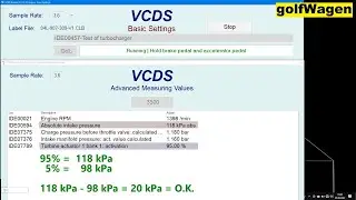 VW Golf 7 test of Turbocharger /MQB/ VCDS