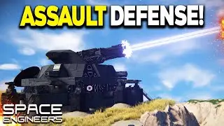 Ground ASSAULT Defence! - Space Engineers Railgun Turret Platform