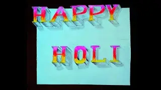 how to draw 3d happy holi || 3d text drawing || happy holi 3d