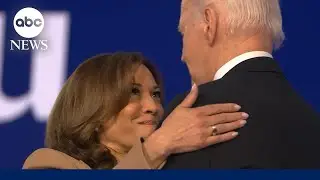 Kamala Harris hugs Joe Biden after Biden delivers DNC speech