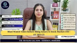 ITR Filing Online AY 2024-25 | Salaried Person ITR For AY 2024-25 | ITR Filing AY 2024-25 | TaxEasy