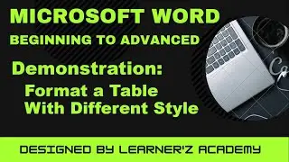 How to Format a Table with Different Styles MS Word 2016/2019/365 in Hindi