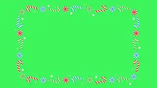 Hand drawn Christmas candy frame green screen