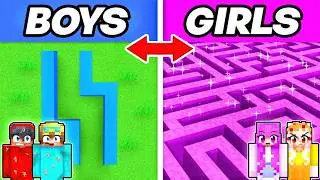 BOYS vs GIRLS MAZE Build Challenge in Minecraft!