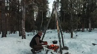 Building a Campfire Tripod in the Colorado Wilderness