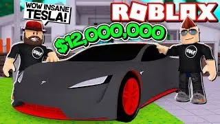 MY BRAND NEW $12,000,000 TESLA in ROBLOX VEHICLE SIMULATOR | DRAG RACES | CAR STUNTS