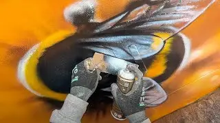 Spray Painting Bumblebee With Beautiful Depth of Field (Full Process)