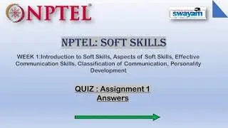 NPTEL||SOFT SKILLS Assignment 1 Answers|| NPTEL SWAYAM Week 1 Answers || Soft Skills Answers || 2021