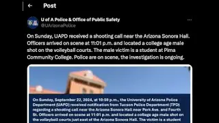 College student shot on University of Arizona campus overnight