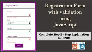 Registration Form with Form Validation using Pure JavaScript | JavaScript Project for beginners