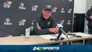 Lance Leipold reacts to Kansas' win over Iowa State