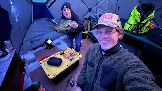 24 hour Ice Camping for Giant Crappies! Ft. Mav