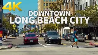 LONG BEACH REOPENS - Walking Downtown Long Beach City, Los Angeles, California, USA - 4K UHD