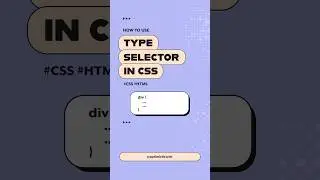 Master Web Design with Type Selectors in CSS | #CSS