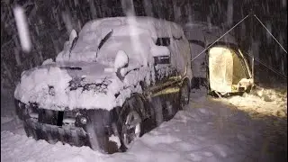 Blizzard Car Camping in a Snow Storm