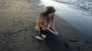 Solo camping on beach ⛱️🏖️