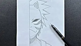 Anime sketch | how to draw kakashi wearing anbu mask step-by-step