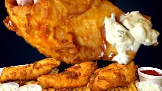 ASMR MUKBANG GIANT FISH AND CHIPS WITH EXTRA TARTAR SAUCE | Magic Mikey