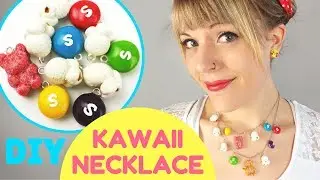 🎥DIY Movie Night Statement Necklace-Polymer Clay Candy, Popcorn, Skittles Pretzels, Gummy Bear!