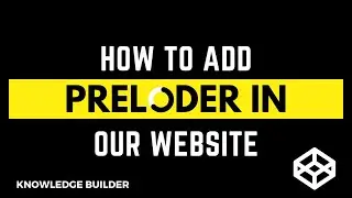 How to add Preloder in our Website 