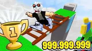 ГОНКИ СКАЛОЛАЗОВ С ЛЕСТНИЦЕЙ! ЗАЛЕЗЬ НА ГОРУ ВЫСОТОЙ 999,999,999 МЕТРОВ! ROBLOX Climb To WIN